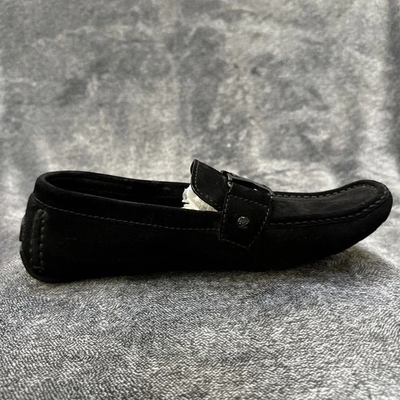 Louis Vuitton Suede Driving Loafers Men's 6.5 Black LV Hardware Made Italy - Picture 5 of 16